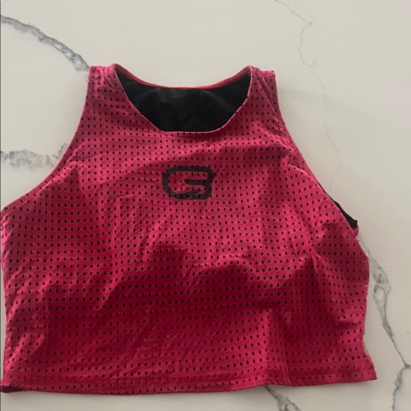 Cyclebar Pheel Black and Red Mesh Crop Top - Picture 2 of 5